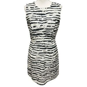 Milly Black & White Animal Abstract Print Sheath Dress Size 10  Floral‎ Detail